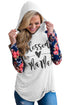 Sexy Floral Raglan Sleeve White Blessed Mama Hoodie